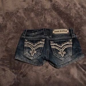 Rock revival glitzy denim shorts